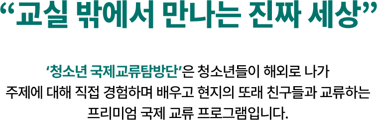 교실 밖에서 만나는 진짜 세상 - 환경 교육, 국제 교류, 문화 탐방의 결합된 청소년 글로벌 프로그램