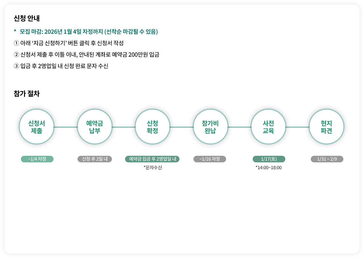 신청 안내 및 참가 절차